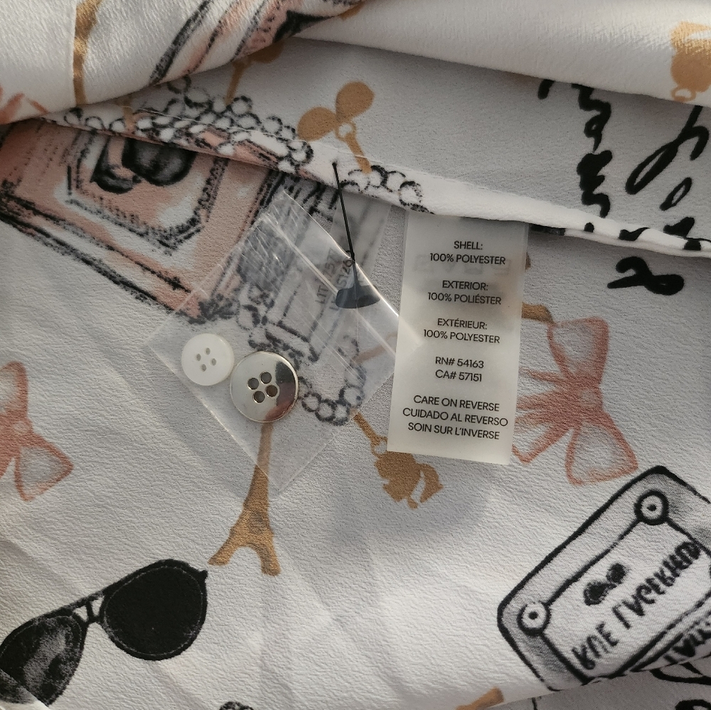 KARL LAGERFELD PARIS Whimsical Signature-Printed Blouse size M NWOT - Picture 8 of 8